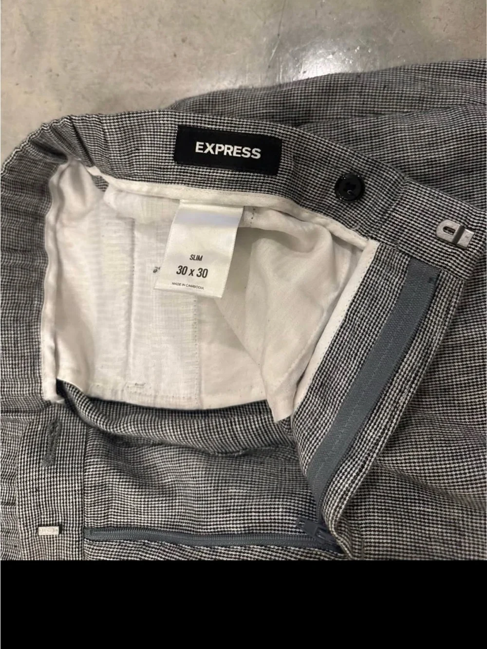 Express Men's Gray Linen-Blend Chinos